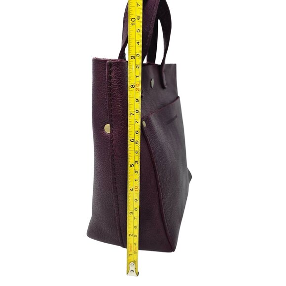 Portland Leather Goods Mini Crossbody Tote Classic Snap Plum Purple Handbag - Picture 12 of 16